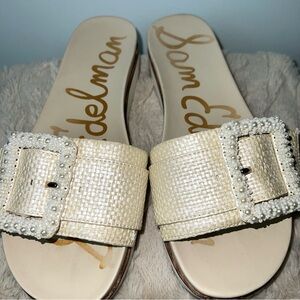 Sam Edelman Ariane Beads Pearl Buckle Slide Sandals Size 7